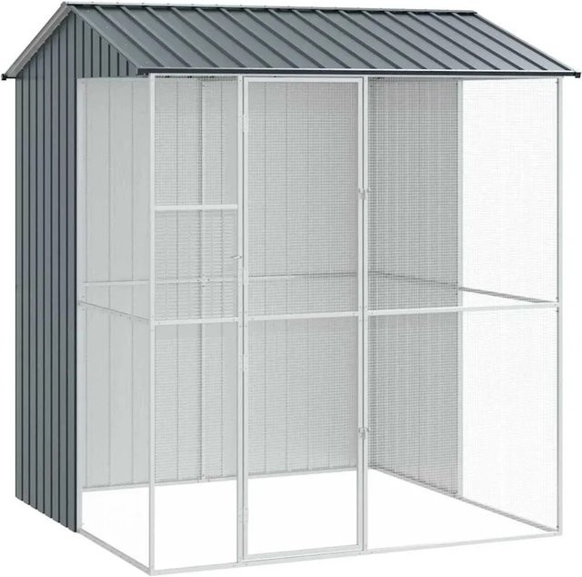 vidaXL Vogelkäfig aus verzinktem Stahl in Anthrazit, B/T/H: 215 x 210 x 247 cm - Bild 1