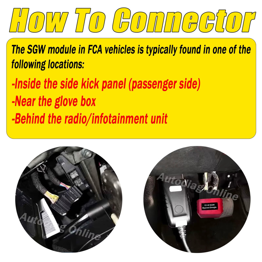 12+8-Pin SGW Bypass-Dongle für FCA OBD2 Diagnoseadapter für Chrysler, Dodge, Jeep, RAM, FIAT und Maserati in Schwarz - Bild 4