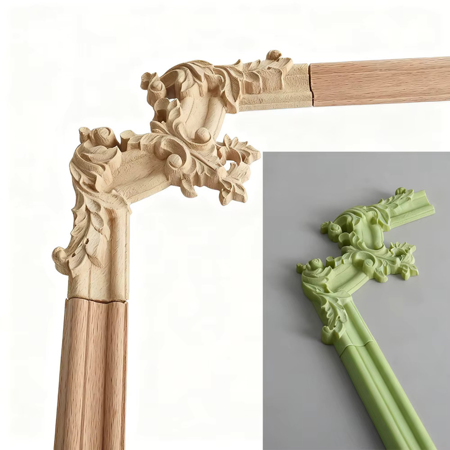 RUNBAZEF Holzapplikation Ecke aus natürlichem Blumenholz als geschnitzte Figur für deine Wanddekoration und Heimdekoration - Bild 3