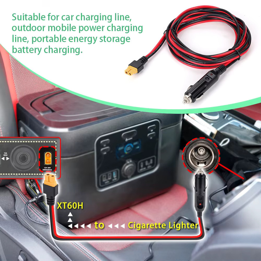 Hormy XT60 14AWG Autostecker-Verlängerungskabel mit Zigarettenanzünder-Stecker, 3 m langes Autoladegerät und Adapterkabel für Solargeneratoren - Bild 5