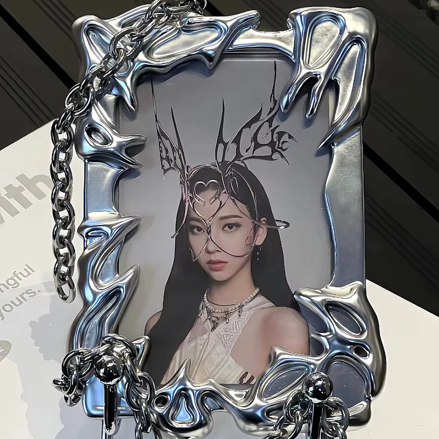 Foto Karten Halter und Aufbewahrungsbox aus Metall in Silber für Kpop Idol Karten und Album Fotos als Display Stand und Deko - Bild 2