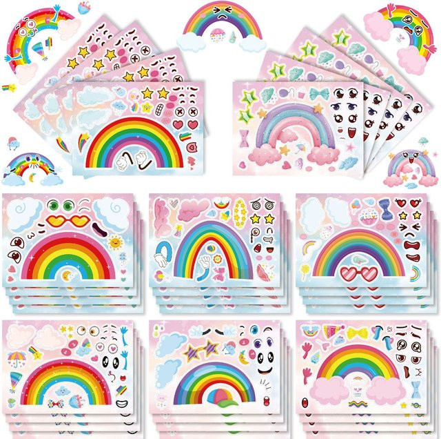 GOGOTU Regenbogen-Puzzle-Aufkleber, 16 Blatt, DIY-Puzzle-Aufkleber - Bild 1