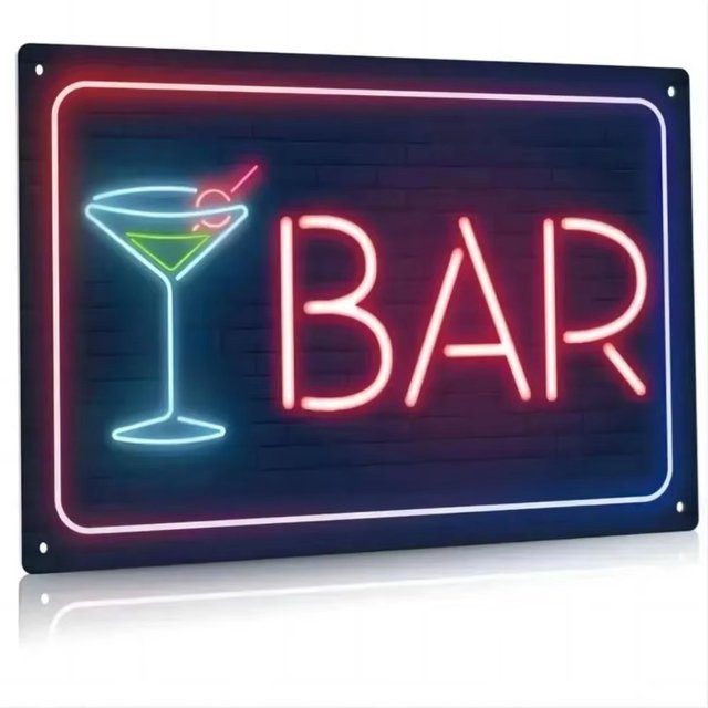 HELLOYOUNG Bar-Neonschild im Vintage-Stil, Mehrfarbig, B/H: 30 x 20 cm - Bild 1