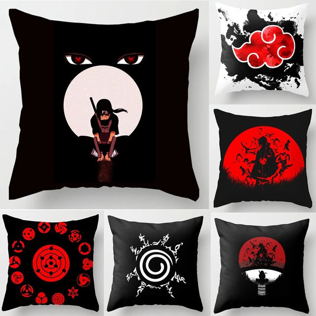 Bandai Naruto Anime Kissenbezug Uchiha Itachi Design in Rot - Bild 1