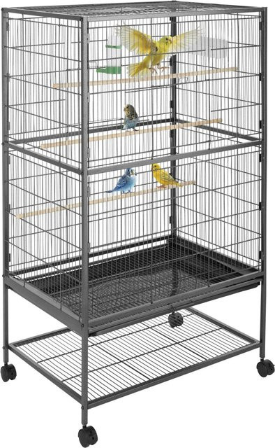 tectake Vogelkäfig Papageno in Hammerschlagoptik Anthrazit B/T/H: 78 x 52 x 131 cm - Bild 2