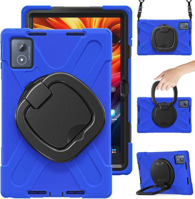 360 Grad drehbare Kinderhülle für Lenovo Tab K11 Plus 11,5 Zoll TB352FU TB352XU mit Ständer und Schultergurt, Blau - Bild 1