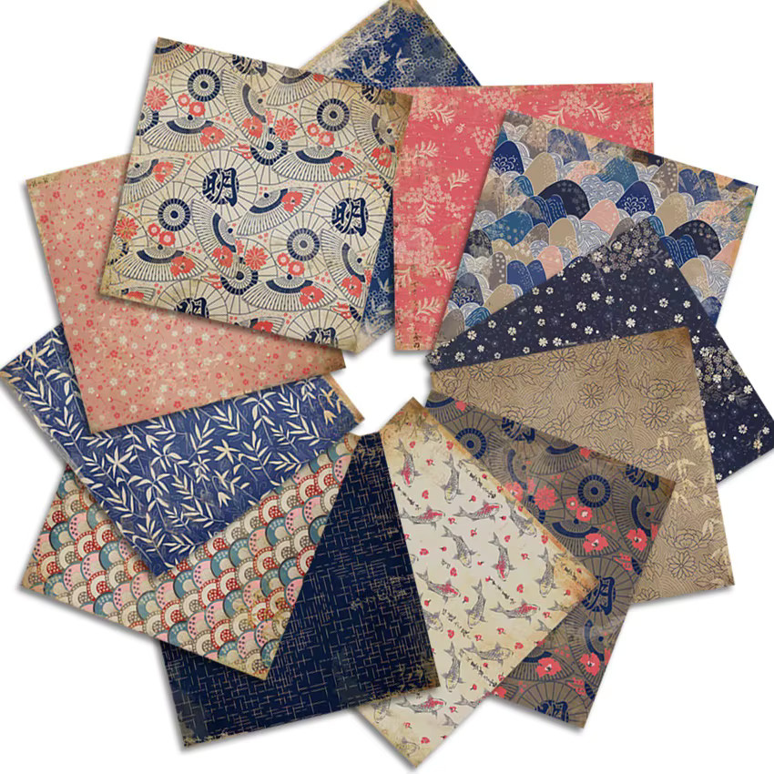 24 Blatt Vintage-Bastelpapier im japanischen Stil, Multicolour, für Origami, Scrapbooking und Kartenherstellung - Bild 4