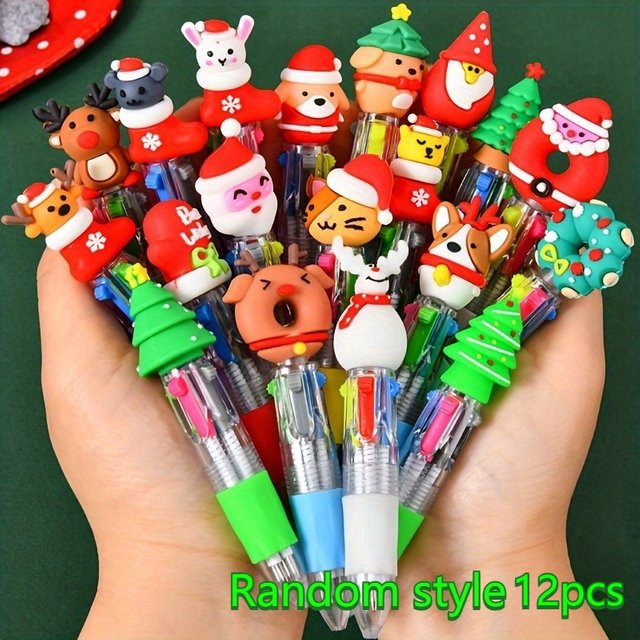 Set mit Mini-Weihnachtskugelschreiber in verschiedenen Farben für sanftes Schreiben - Bild 1