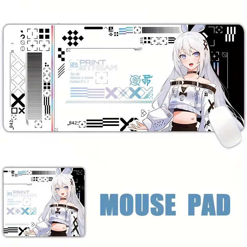 Potdemiel XXL Gaming-Mauspad Schreibtischunterlage Schwarz-Weiß B/T: 90 x 45 cm - Bild 1