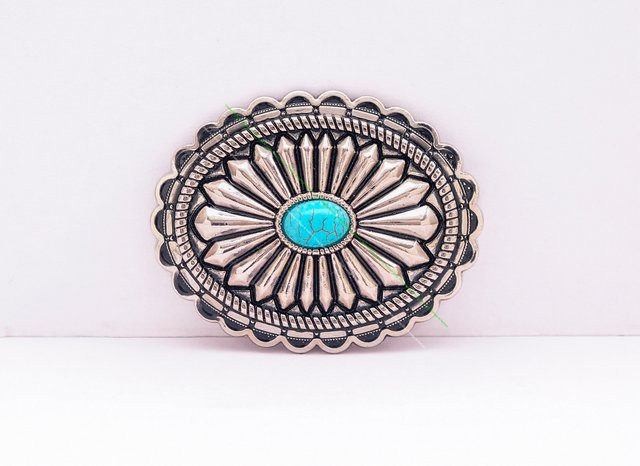 DENG HY Conchos Gürtelschnalle, Vintage, Türkis, 40 mm - Bild 1