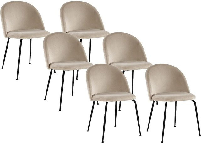 Vente-unique Stuhl Melbourne in Beige aus Samt - Bild 1