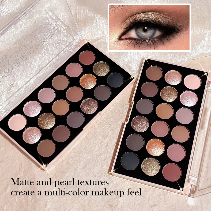 Lidschattenpalette, 18 Farben, Matt, Puder, Erdtöne - Bild 5