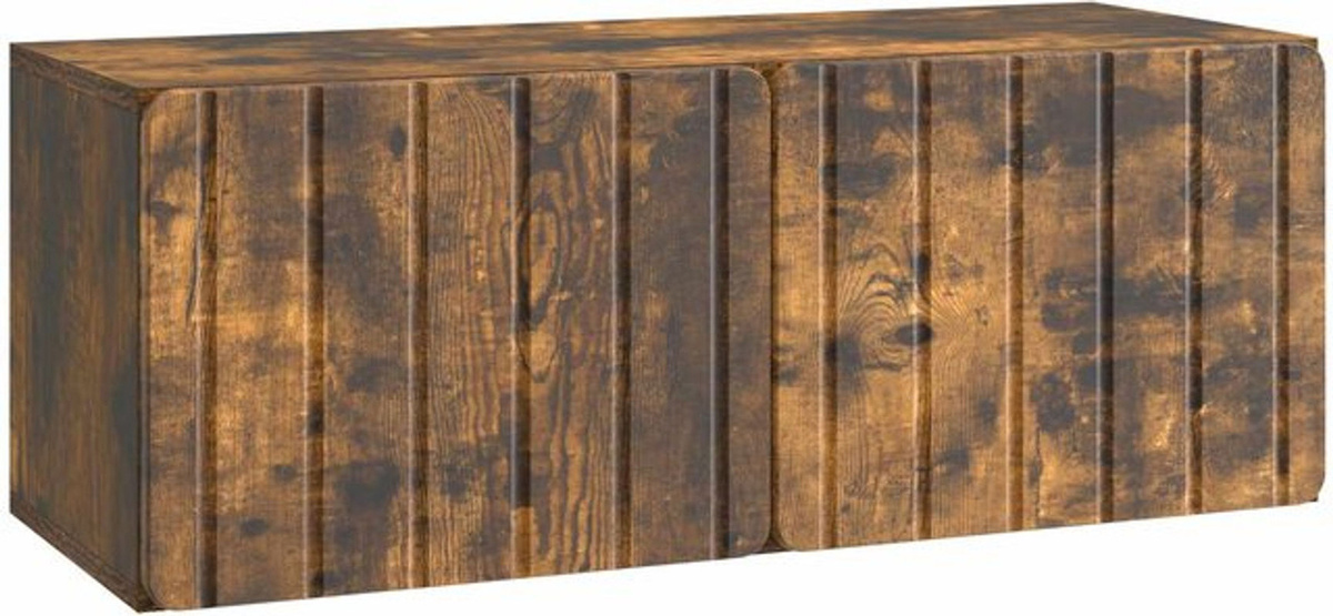 Wandmontierter TV-Schrank vidaXL in Geräuchert Eiche, Modern Industrial Design mit Drehtüren, B/T/H: 78,5 x 31 x 30 cm - Bild 1