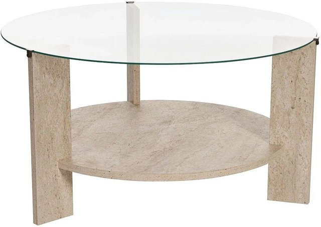 Vente-unique Couchtisch Senira Modern in Beige aus Spanplatte und gehärtetem Glas B/T/H: 75 x 75 x 40 cm - Bild 1