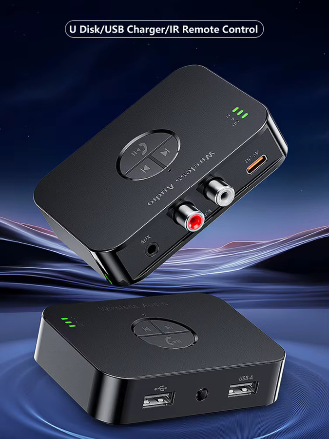 kebidumei Bluetooth 6.0 Audio Receiver in Schwarz mit AUX 3,5mm, RCA und optischem Anschluss inklusive Fernbedienung für TV, PC und Lautsprecher - Bild 6