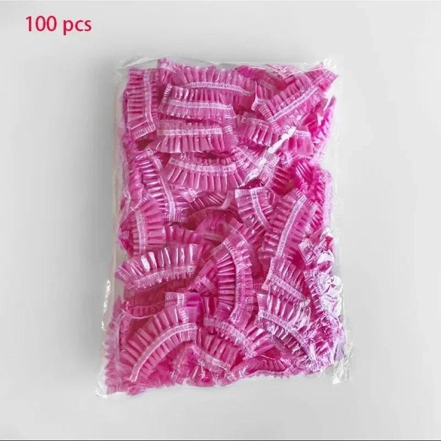 CNK Einweg-Duschhaube aus Kunststoff, 100 Stück, Rosa, Damen - Bild 1