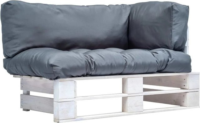 vidaXL Garten-Palettensofa aus Kiefernholz mit grauen Kissen für Garten und Terrasse - Bild 1