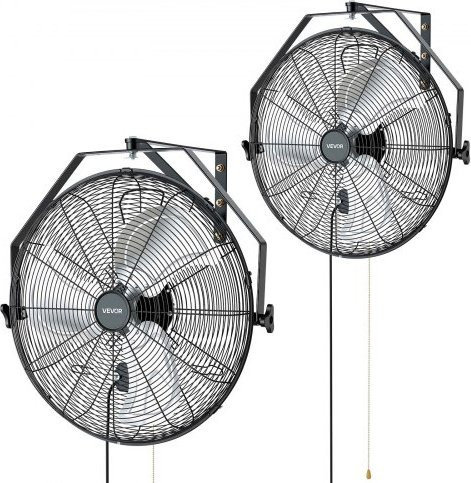 VEVOR Wandventilator 2er Pack Schwarz, 505 mm, 3 Geschwindigkeiten, Metall, mit mechanischer Steuerung und verstellbarem Neigungswinkel für Industrie, Werkstatt und Garage - Bild 1