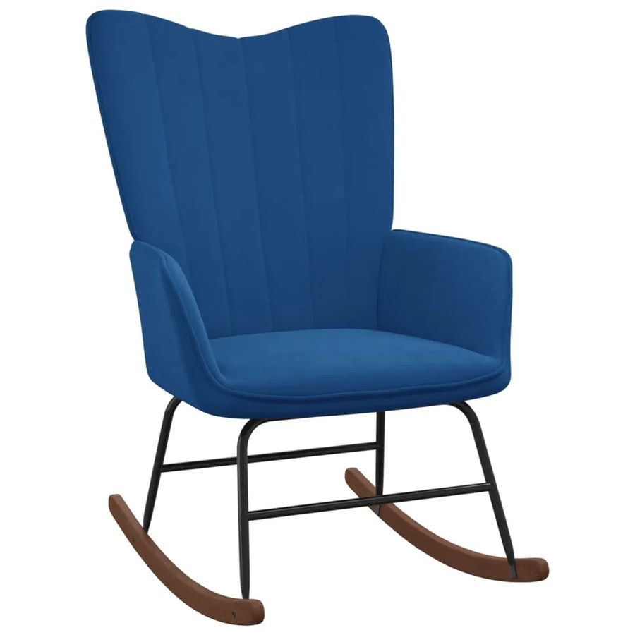vidaXL Schaukelstuhl Blau Samt mit Armlehnen und integriertem Sitz Modell 2 - Bild 2