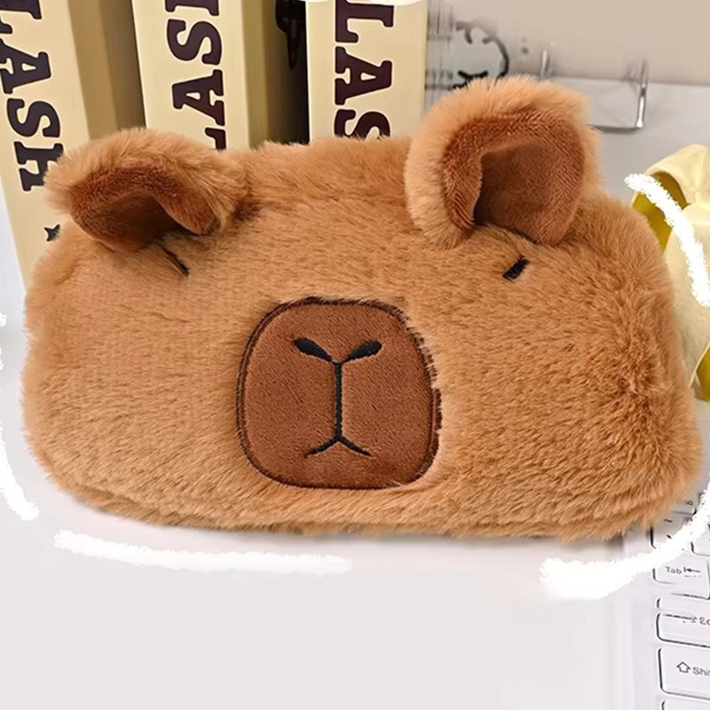 Niedliche Capybara Plüsch-Federtasche in Braun mit großer Kapazität für Kinder - Bild 3