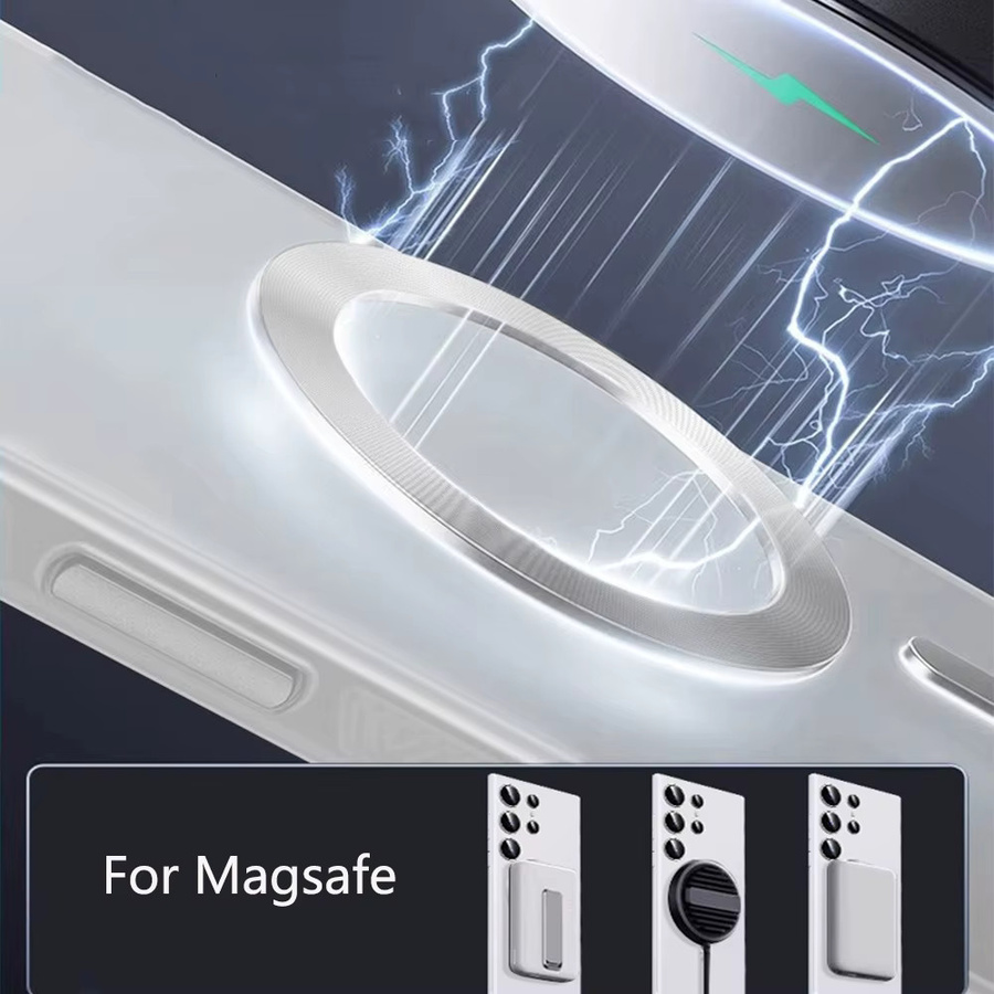 Samsung Magnetische Metallic Schutzhülle mit MagSafe Kompatibilität und Kameraschutz für Galaxy S25 Ultra S24 S23 S22 S21 Plus FE in Transparent und Purple - Bild 1