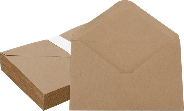 50 Stück Papierumschläge A6 mit V-Flappen in Blau und Braun für Hochzeitseinladungen, Grußkarten und Geschenke - Bild 1