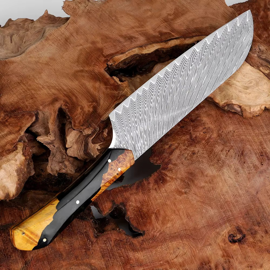 Best Chef Santokumes Messer aus Damaststahl mit schwarzem Kunstharz-Holzgriff, 7 Zoll (17,78 cm) - Bild 5