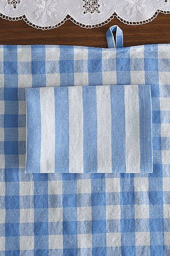 SANNE Küchentuch im 2er-Pack aus Leinen-Mix, blau kariert, B/H: 50 x 70 cm - Bild 1