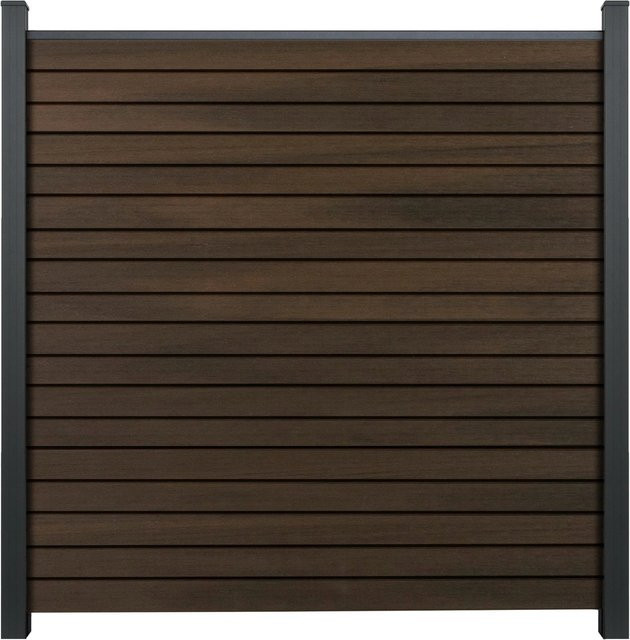 GroJa Steckzaun-Set Solid-Rhombus in Walnuss, Co-Extrudiert, B/H: 180 x 180 cm - Bild 1