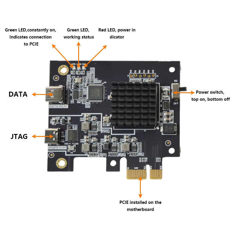 DMA 100t Board mit Makcu DMA-Karte und Xilinx FPGA Artix7 XC7A100T in Schwarz - Bild 2