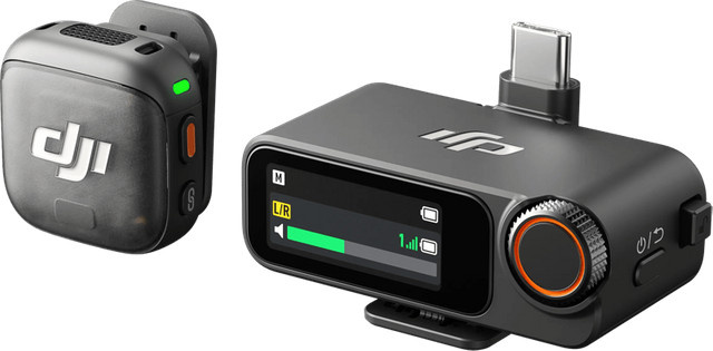 DJI Mic 3 Funkmikrofon Set mit 1 Sender und 1 Empfänger in Schwarz und Grau mit Lavalier-Mikrofon und USB-C sowie 3,5 mm Klinkenanschluss - Bild 1