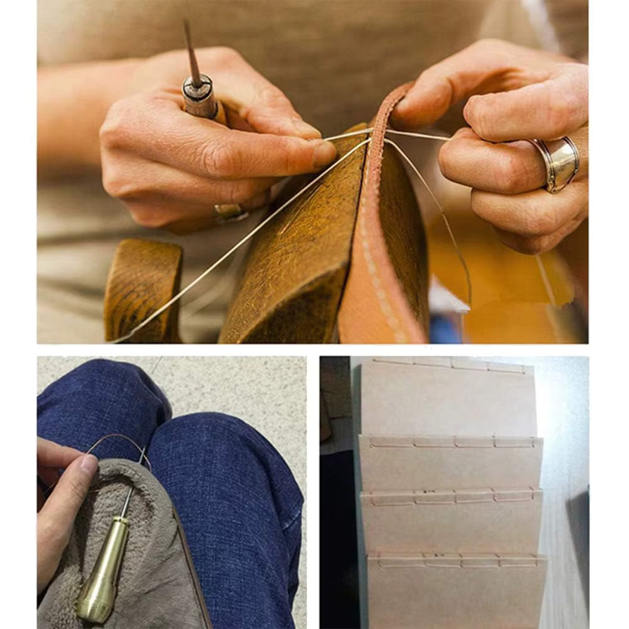 4-teiliges OZXHIXU Nähwerkzeug-Set mit Messinggriff in Gold für DIY Lederhandwerk, Schuhe, Taschen und Zeltreparatur - Bild 2