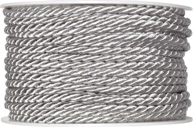 Halbach Kordel 4mm in Silbergrau, 5m Länge aus Acetat, Baumwolle und Polyester - Bild 1
