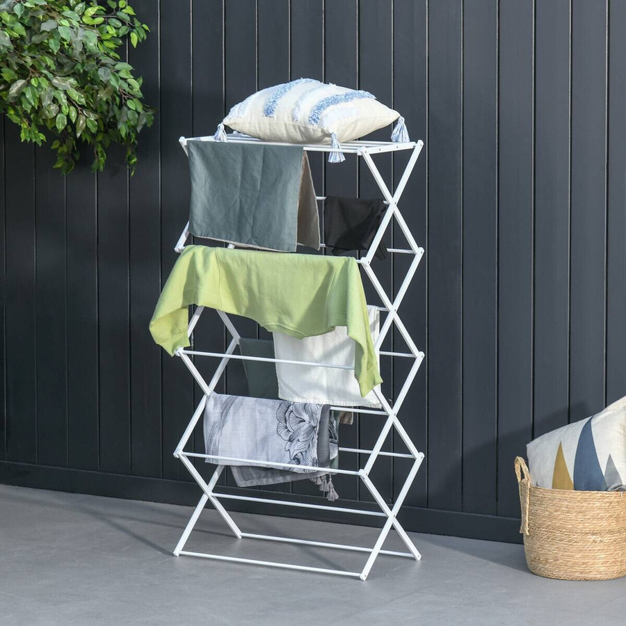 HOMCOM Wäscheständer faltbar, 8-stufig, Metall und Kunststoff, Weiß, B/T/H: 74 x 35 x 144 cm - Bild 3