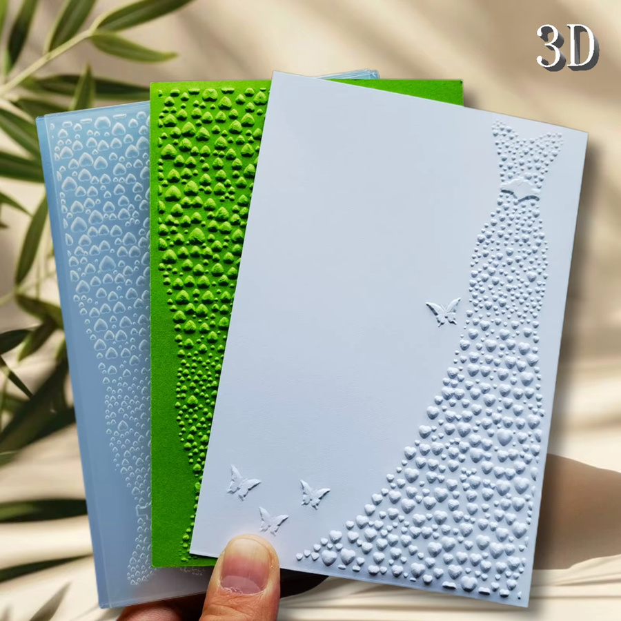 3D-geprägter Kunststoff-Ordner mit Herz- und Schmetterlingsmotiven sowie strukturierten Mustern als Bastelvorlage - Bild 4