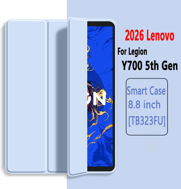 Lenovo Legion Y700 5. Generation 2026 Hülle mit magnetischem Dreifach-Standfuß und Silikon-Rückseite in Blau für 8,8 Zoll TB323FU - Bild 1