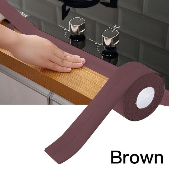 Selbstklebender Dichtungsstreifen von Yiran Furniture für Dusche und Bad, wasserdicht, Farbe: Braun, Breite: 3,8 cm, Länge: 3,2 m - Bild 1