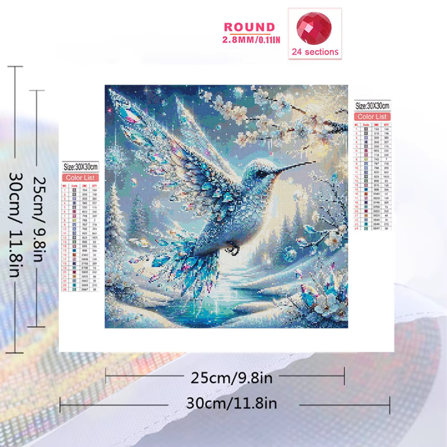 EverShine Diamantmalerei DIY Kit Kolibri Motiv mit Rundmosaik für Kreuzstich und Dekoration - Bild 2