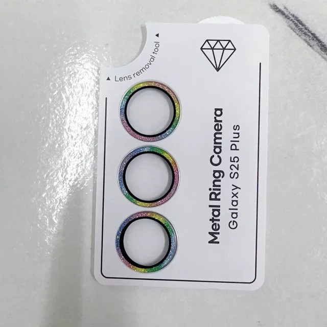 Diamant Kamera Schutzring für Samsung Galaxy S25 Ultra und S25 Plus aus gehärtetem Glas und Legierung, Multicolor - Bild 1