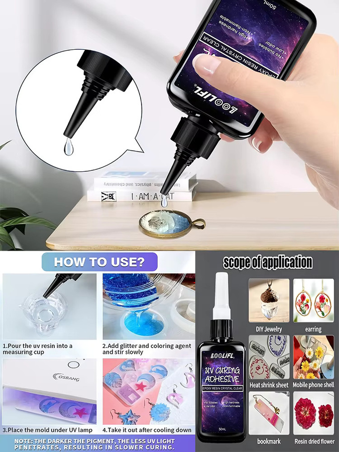 LOOLIFL UV-Harz Transparentes Epoxidharz für Schmuckherstellung und DIY-Dekorationen - Bild 6