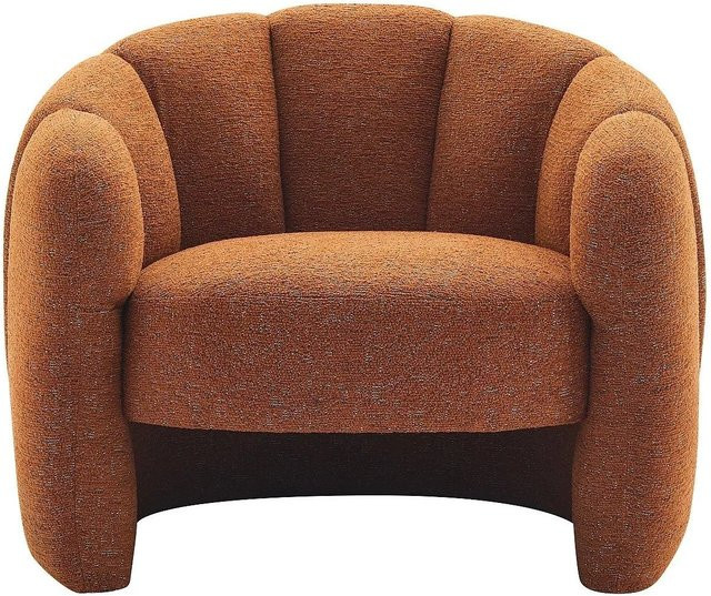 Sessel Delipo mit gerader Rückenlehne und Armlehnen in Terracotta Chenille Stoff - Bild 1