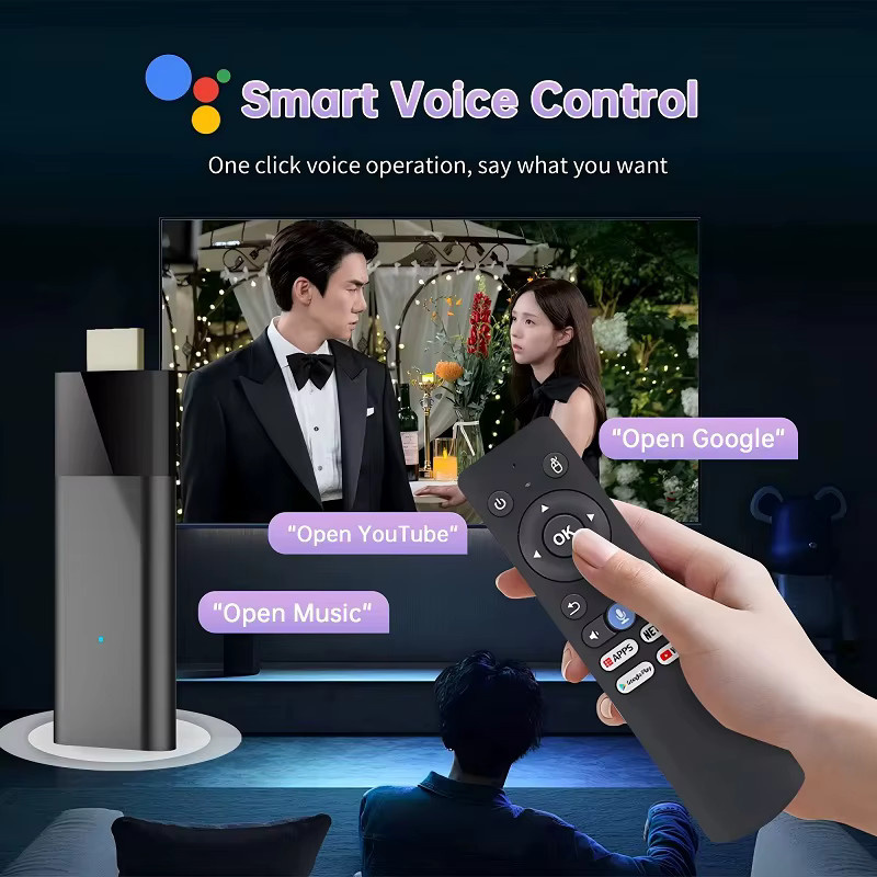 Smart TV Stick Q12 Android 16 8K TV Box mit Allwinner H313, Dual Wifi 5G, Bluetooth und Media Player in Schwarz - Bild 2