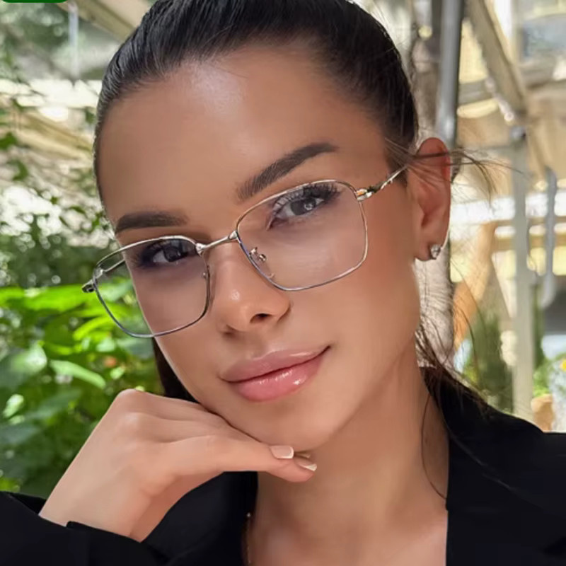 Julyrays Sonnenbrille Rechteck, Metall, Vollrand, Unisex, silver transparent - Bild 1