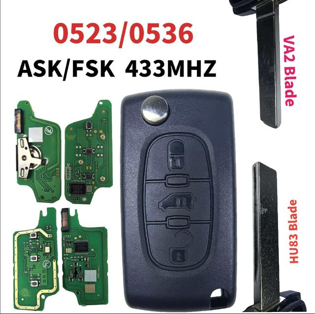 QCONTROL Flip Fernbedienung Auto Schlüssel für Peugeot und Citroen in Schwarz - Bild 1