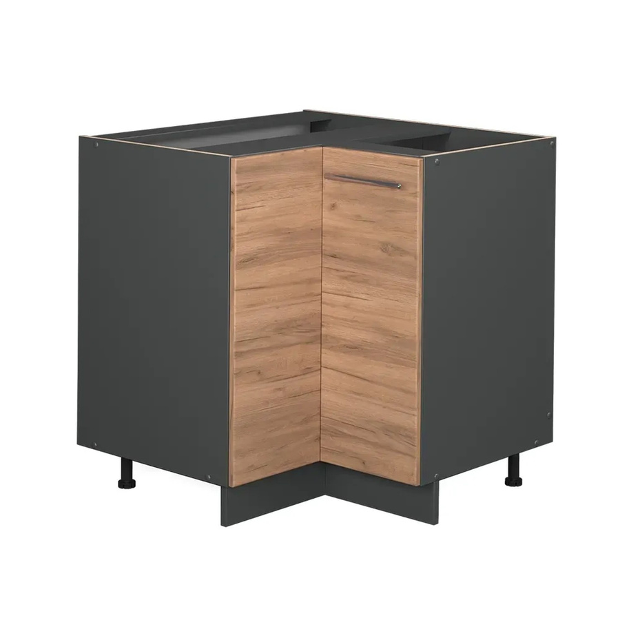 Vicco Eckunterschrank Fame-Line Anthrazit Eiche modern mit Doppel-Drehtür und Softclose-Scharnieren Breite: 87 cm - Bild 3