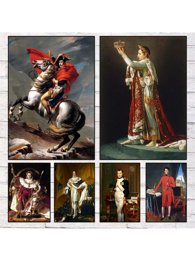 Potdemiel Napoleon Bonaparte Portrait Leinwand Crossing The Alps Krönung von Napoleon I Wandbild Mehrfarbig - Bild 3
