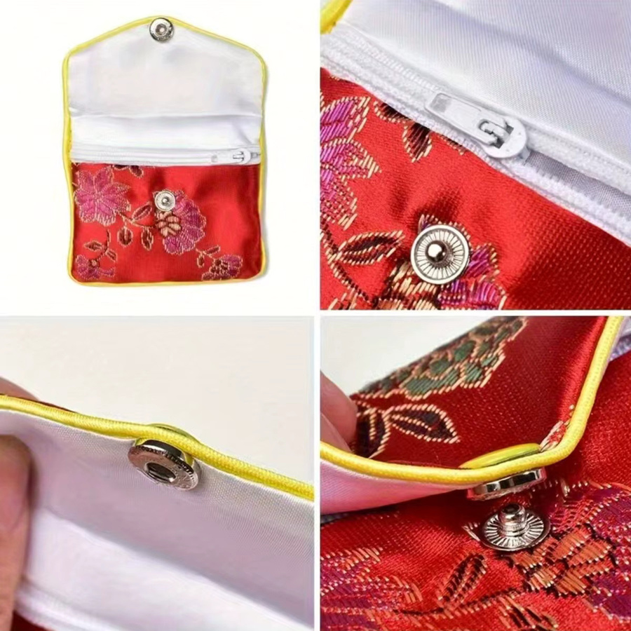 Baitaihem 6er-Pack Schmuck-Geldbörsen im chinesischen Seidenstil mit Brokat-Stickerei, Mehrfarbig - Bild 3