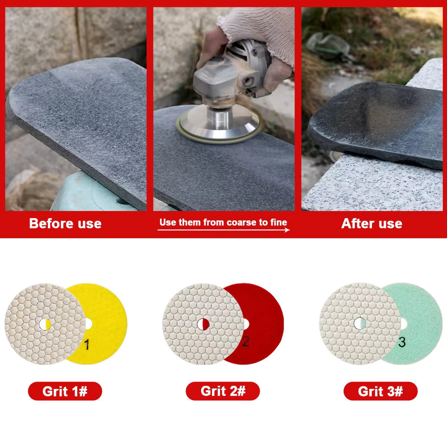 Casaverde 3-Stufen-Diamant-Polierpads 100 mm für Marmor, Granit und Beton zur Trockenschleifung - Bild 4