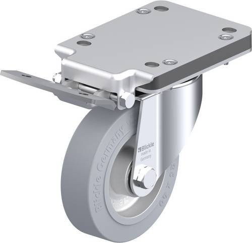 Blickle Lenkrolle LK-ALEV 125K-3-IS-SG mit Feststeller in Grau und Stahl, Rad-Durchmesser: 125 mm, Tragfähigkeit: 250 kg - Bild 1
