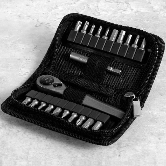 Toorise 22-in-1 Mini-Ratschenschlüssel-Set in Schwarz mit multifunktionalem rechtwinkligem Schraubendreher-Set - Bild 1
